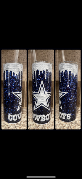 Cowboys glitter tumbler