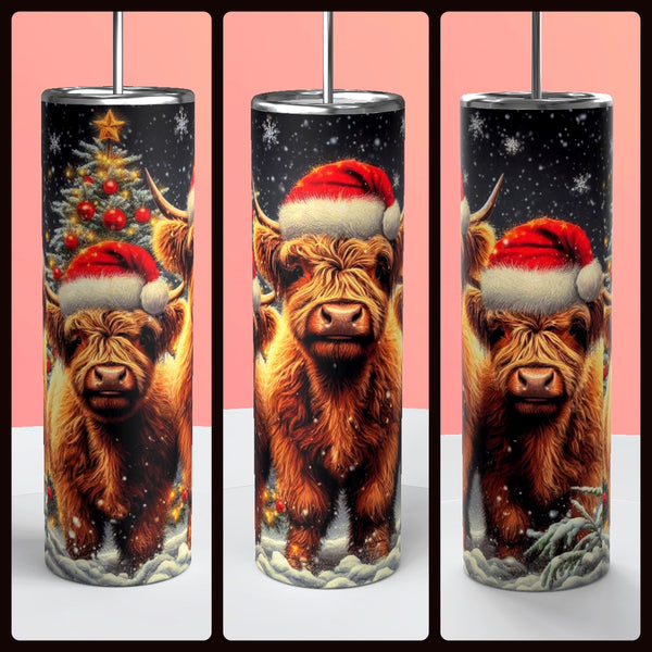 Christmas highland cow 20 oz tumbler