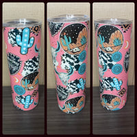 Pink western cactus tumbler