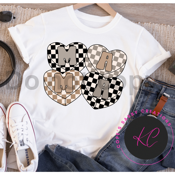 Checkered heart mama Shirt