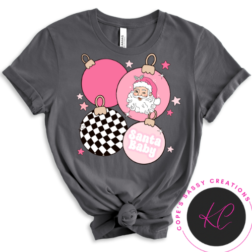 Santa Baby Christmas Ornament Checkered TRANSFER