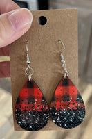 Buffalo plaid and glitter earrings