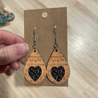 Cork heart earrings