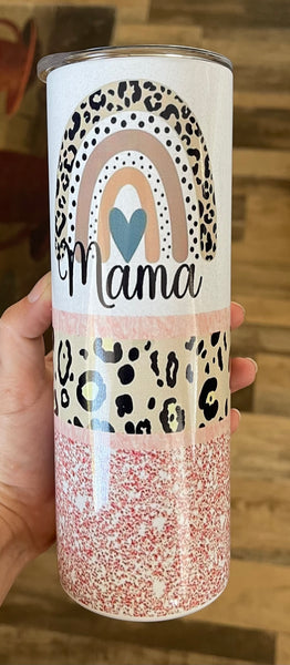 Pink mama glitter 20 oz tumbler