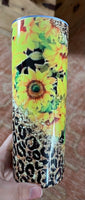 Cheetah - sunflower - glitter 20 oz tumbler