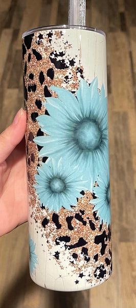 Flower and cheetah 20 oz tumbler