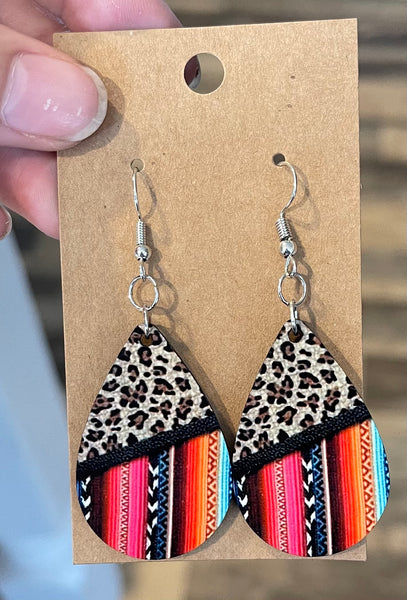 Leopard and serape earrings