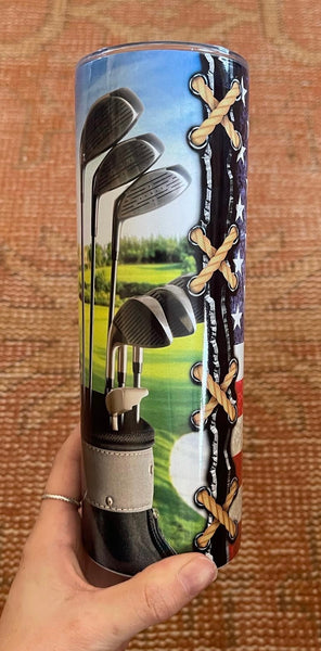 Flag & golfing 20 oz tumbler