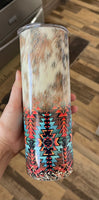 Cowhide Aztec glitter 20 oz tumbler