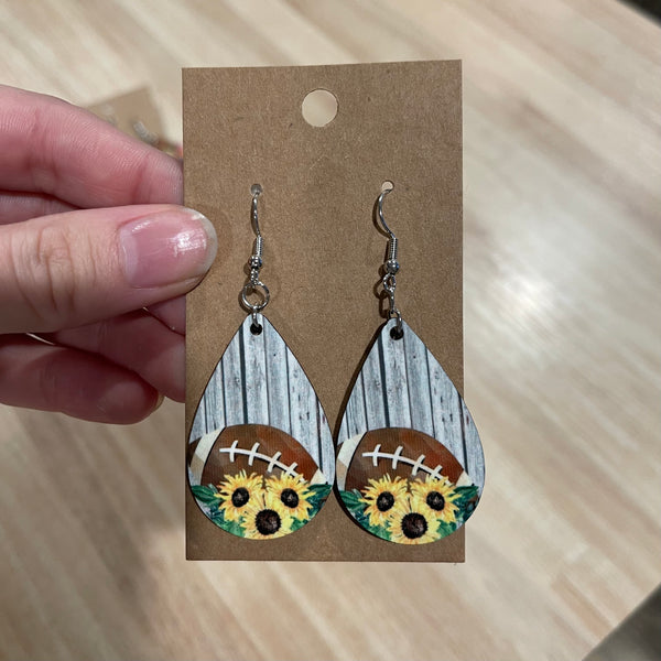 Sun flower football earrings