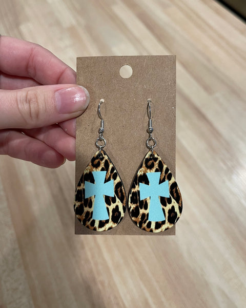 Turquoise cross earrings