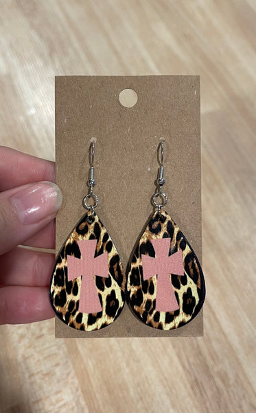 Pink cheetah earrings