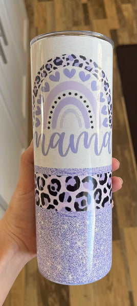 Purple mama glitter 20 oz tumbler