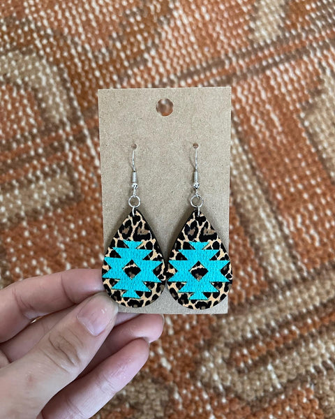 Turquoise cheetah earrings