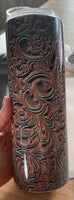 Tooled leather 20 oz metal tumbler