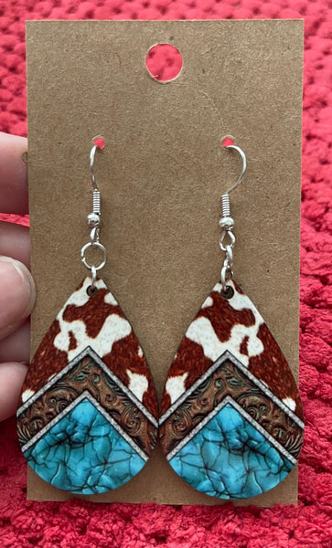 Cow western earrings